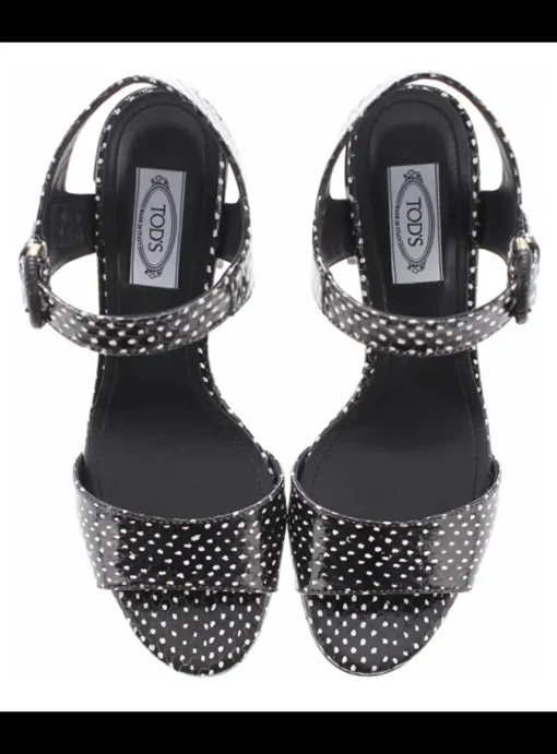 Sandalette snake zwart wit polka dot | DELSCHER. Fashion