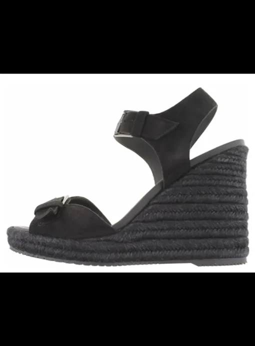 Sandalette wedge zwart | DELSCHER. Fashion