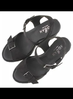 Sandalette wedge zwart | DELSCHER. Fashion