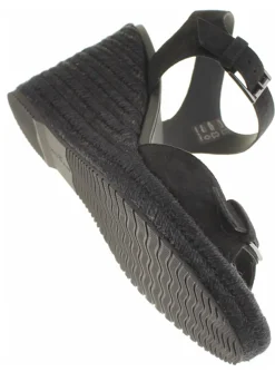 Sandalette wedge zwart | DELSCHER. Fashion