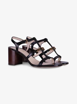 Sandalette zwart met chain | DELSCHER. Fashion