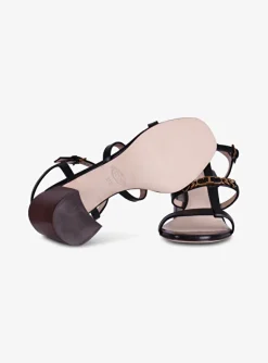 Sandalette zwart met chain | DELSCHER. Fashion