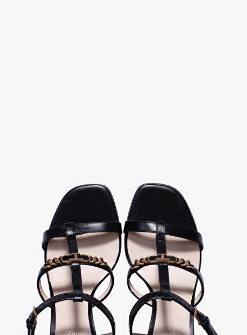 Sandalette zwart met chain | DELSCHER. Fashion