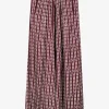 Satin broek ruit bordeaux | DELSCHER. Fashion