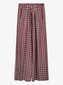Satin broek ruit bordeaux | DELSCHER. Fashion
