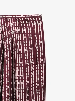 Satin broek ruit bordeaux | DELSCHER. Fashion
