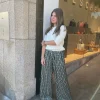 Satin broek ruit groen | DELSCHER. Fashion