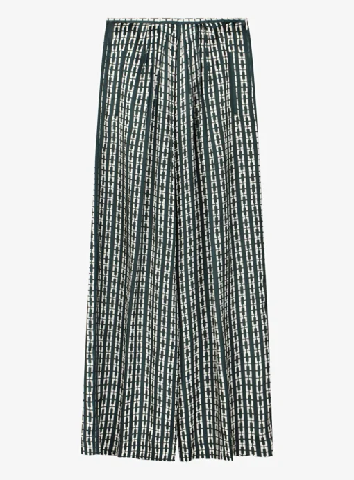 Satin broek ruit groen | DELSCHER. Fashion