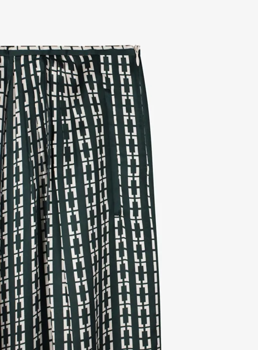 Satin broek ruit groen | DELSCHER. Fashion