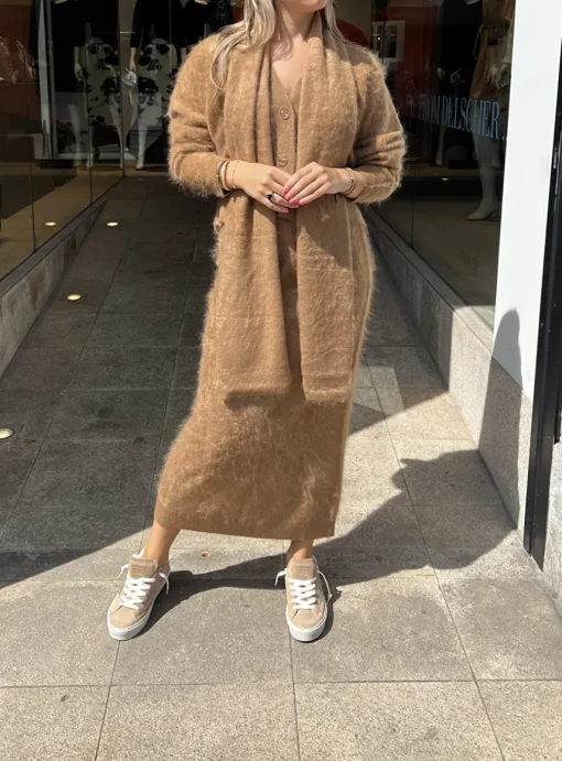 Shawl belmont brushed cashmere cognac | DELSCHER. Fashion