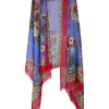 Shawl bloemen dessin rood blauw | DELSCHER. Fashion