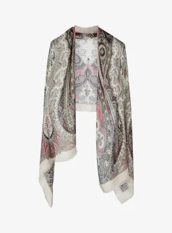 Shawl cashmere beige print paisley | DELSCHER. Fashion