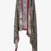 Shawl cashmere offwhite/zwart met rode bies | DELSCHER. Fashion
