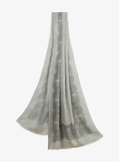 Shawl print taupe grijs met groentinten | DELSCHER. Fashion
