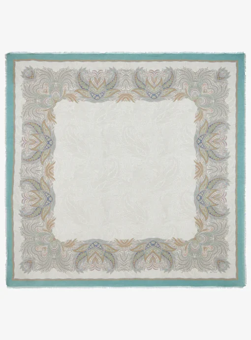 Shawl print taupe grijs met groen | DELSCHER. Fashion