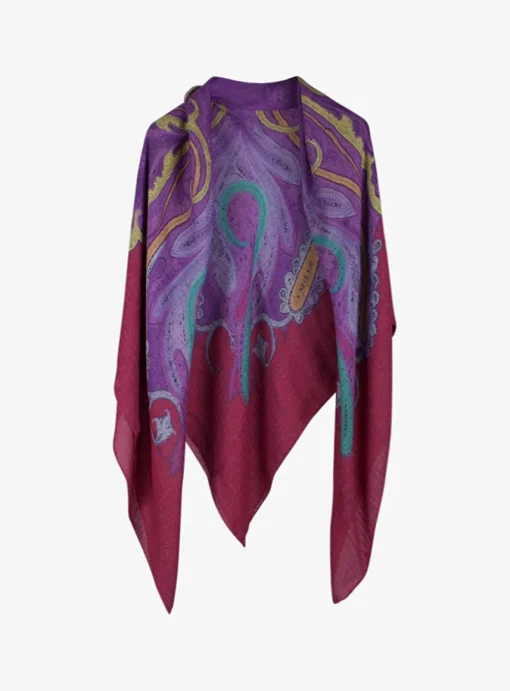 Shawl roze paars met gouddraad | DELSCHER. Fashion