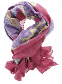 Shawl roze paars met gouddraad | DELSCHER. Fashion