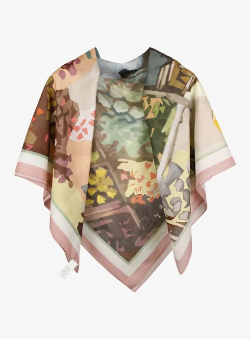 Shawl savinia dessin bruin beige | DELSCHER. Fashion