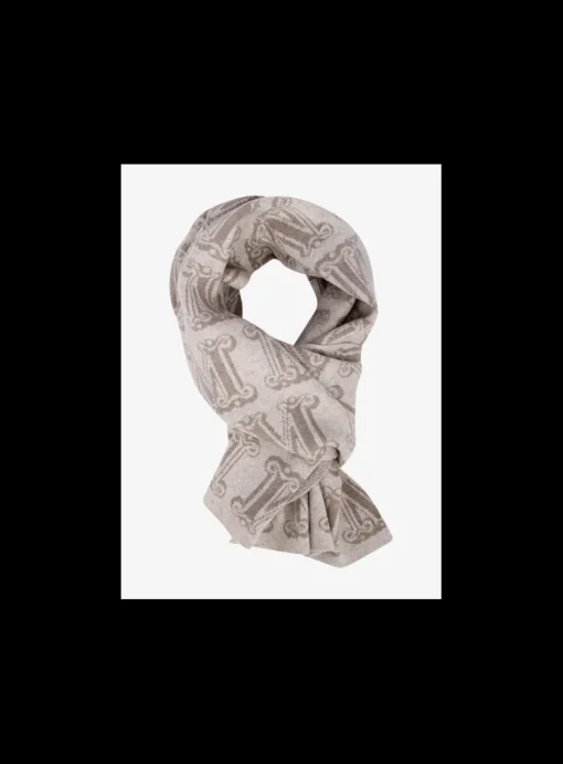 Shawl Zattera cashmere logo beige | DELSCHER. Fashion