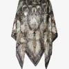 Shawl zijde zwart offwhite met goudaccent | DELSCHER. Fashion