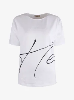 Shirt handschrift print zwart wit | DELSCHER. Fashion