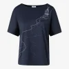 Shirt marine met print zee en zeilbootjes | DELSCHER. Fashion