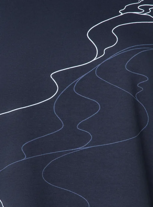 Shirt marine met print zee en zeilbootjes | DELSCHER. Fashion