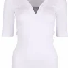 Shirt v-hals wit zilverglitter | DELSCHER. Fashion
