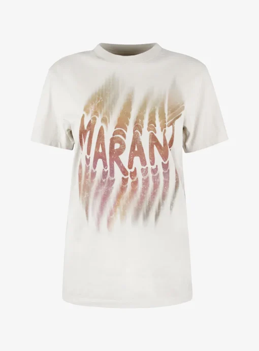 Shirt zoeline beige met logo | DELSCHER. Fashion