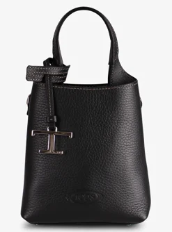 shopping bag crossbody micro leder zwart | DELSCHER. Fashion