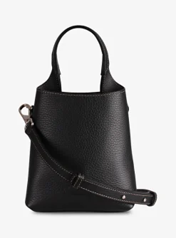 shopping bag crossbody micro leder zwart | DELSCHER. Fashion
