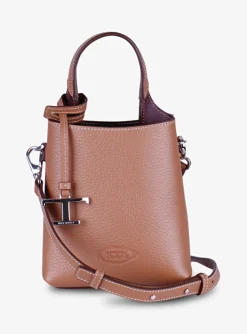 SHOPPING BAG CROSSBODY MICRO LEDER cognac | DELSCHER. Fashion