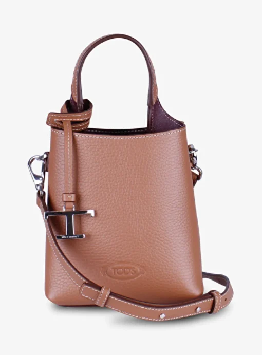 SHOPPING BAG CROSSBODY MICRO LEDER cognac | DELSCHER. Fashion