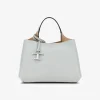 Shopping bag leder grijs blauw micro | DELSCHER. Fashion