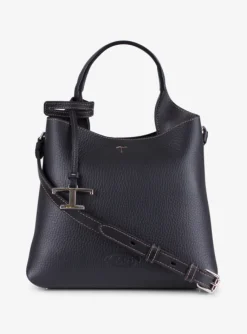 Shopping bag mini leder zwart | DELSCHER. Fashion