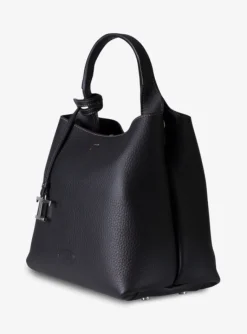 Shopping bag mini leder zwart | DELSCHER. Fashion