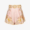 Short acacia oranje dessin met ceintuur | DELSCHER. Fashion