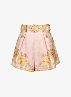 Short acacia oranje dessin met ceintuur | DELSCHER. Fashion