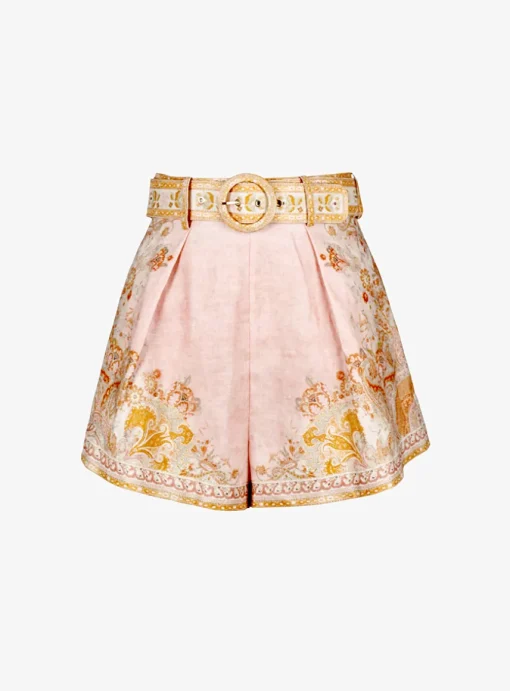 Short acacia oranje dessin met ceintuur | DELSCHER. Fashion