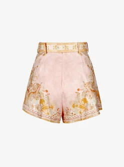 Short acacia oranje dessin met ceintuur | DELSCHER. Fashion