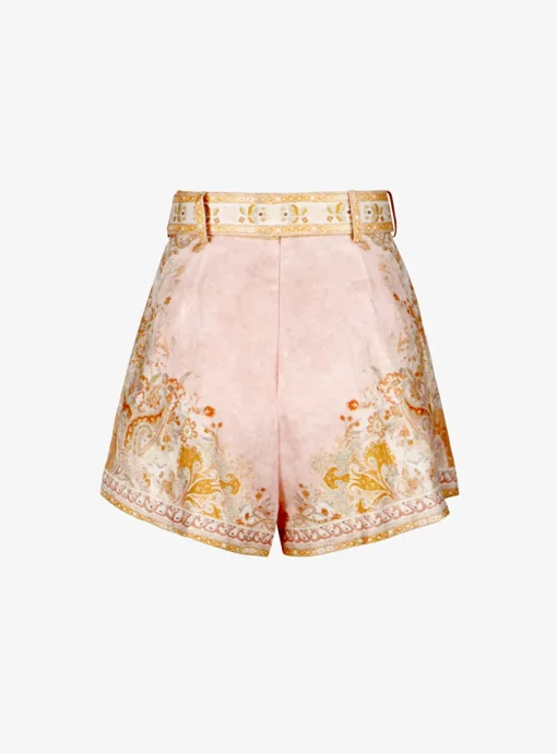 Short acacia oranje dessin met ceintuur | DELSCHER. Fashion