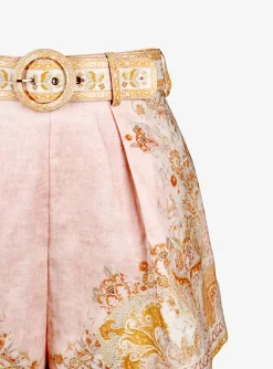 Short acacia oranje dessin met ceintuur | DELSCHER. Fashion