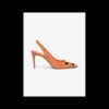 Slingback pump suede nude met goud detail | DELSCHER. Fashion
