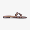 Slipper leer studs cognac | DELSCHER. Fashion