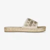Slipper logo canvas wit beige | DELSCHER. Fashion