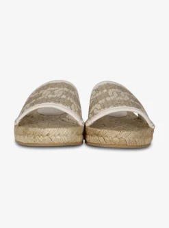 Slipper logo canvas wit beige | DELSCHER. Fashion