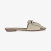 Slipper suede beige met franjes | DELSCHER. Fashion