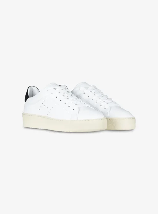 Sneaker flat H672 wit zwart | DELSCHER. Fashion