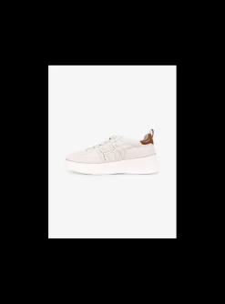 Sneaker H636 rebel beige met raffia randje | DELSCHER. Fashion