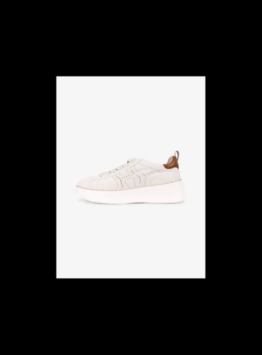 Sneaker H636 rebel beige met raffia randje | DELSCHER. Fashion